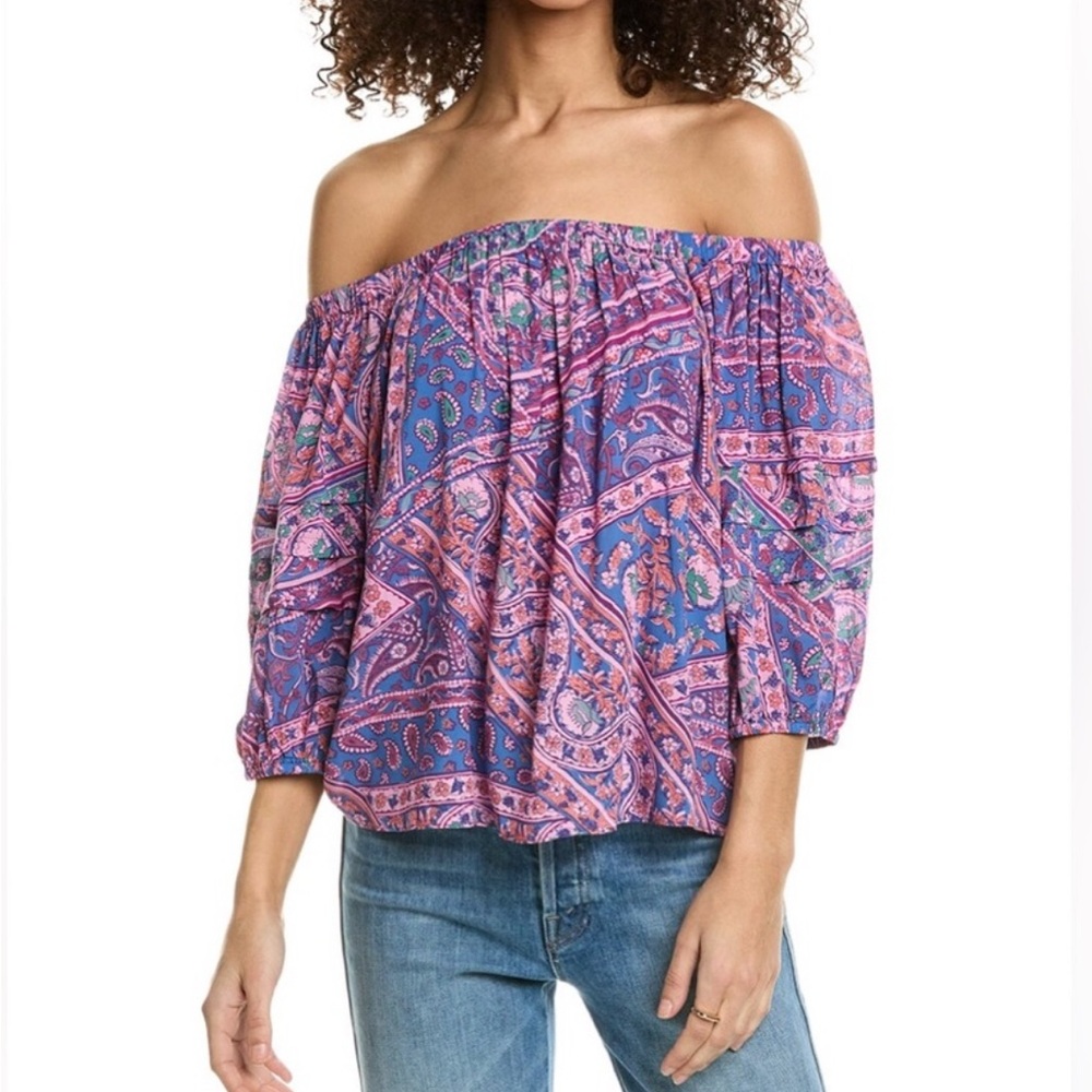 BA&SH Fenji off-the-shoulder top in a multicolor paisley print Size Small